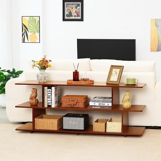 Bamboo TV Stand for TVs up to 65", 3 Tier Accent Entertainment Center - Image 5