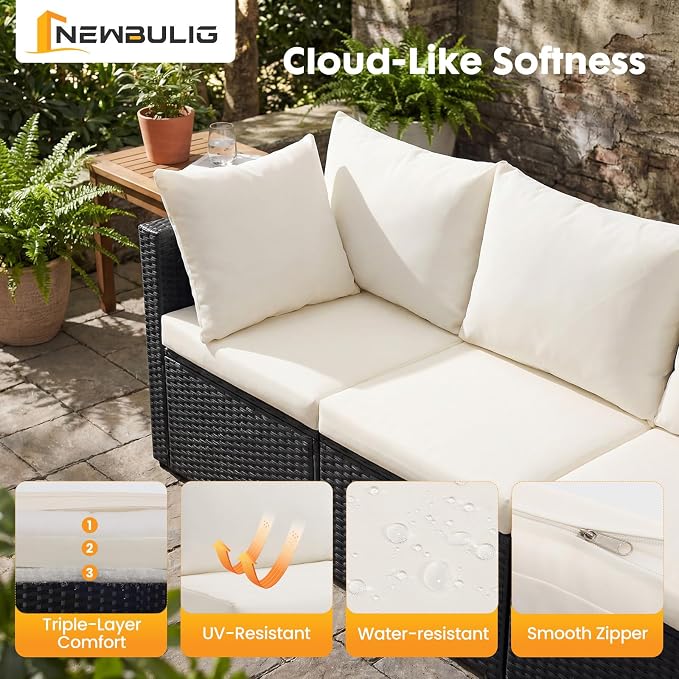 NEWBULIG 7-Piece Outdoor Patio Sectional Sofa, Weather-Resistant Modular Wicker - Image 6