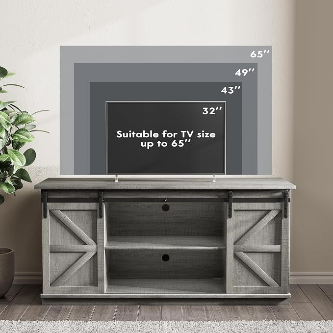 JUMMICO TV Stand for 65 Inch TV, Entertainment Center - Image 4