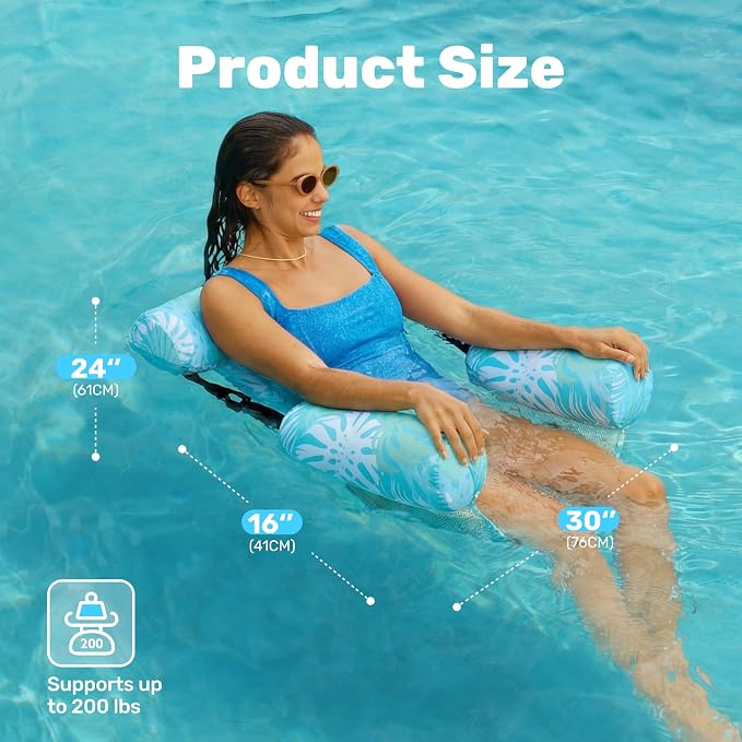 SLOOSH Inflatable Pool Floats Adult, 2 Packs Floating Lounge Chairs, Blow up - Image 5