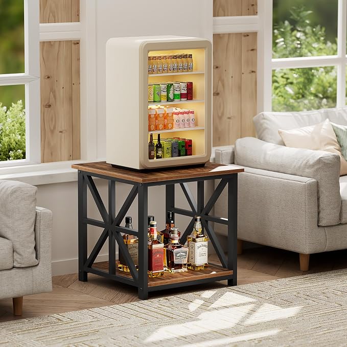 GreenForest End Table with 2-Tier Storage Shelf, 19.7 inch Side Table - Image 6