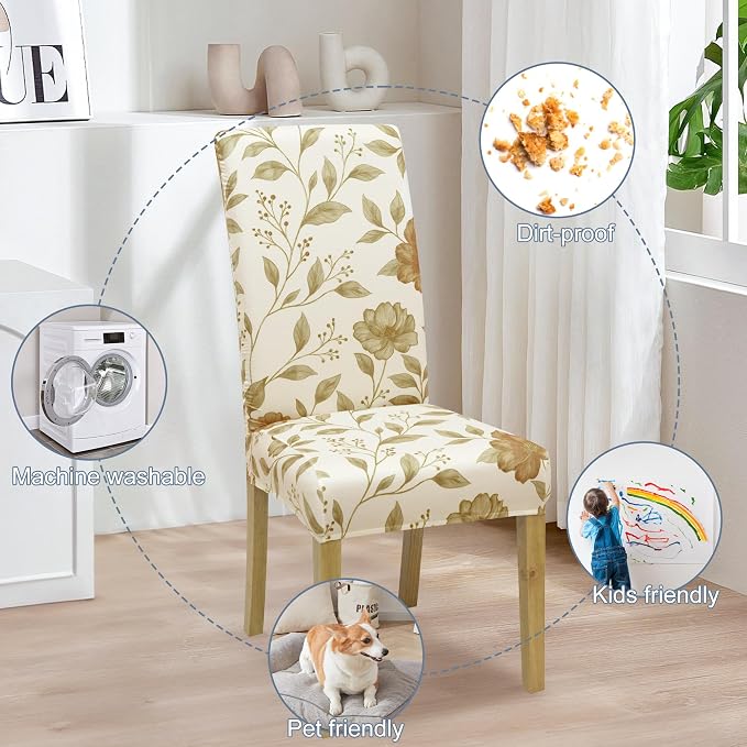 BIETYONE Stretch Dining Chair Covers Set of 6, Soft Removable Washable Kitchen - Image 6