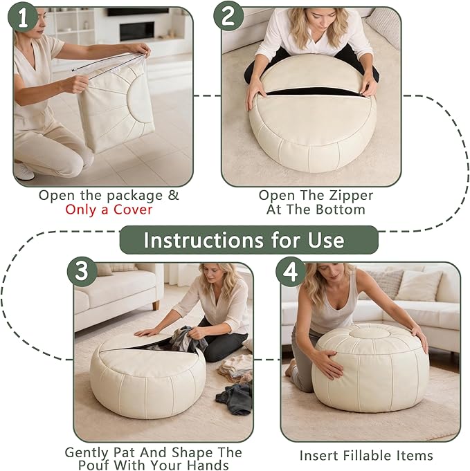 Thgonwid Unstuffed Moroccan Storage Pouf Foot Stool Ottoman Seat, No Filler - Image 7