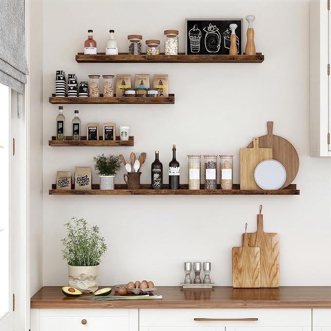 Floating Shelves for Wall, 24 inch Wood Floating Shelves Set of 2, Picture - Image 2