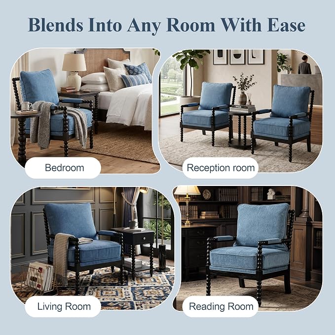 DUHOME Linen Fabric Spindle Accent Chair - Image 8