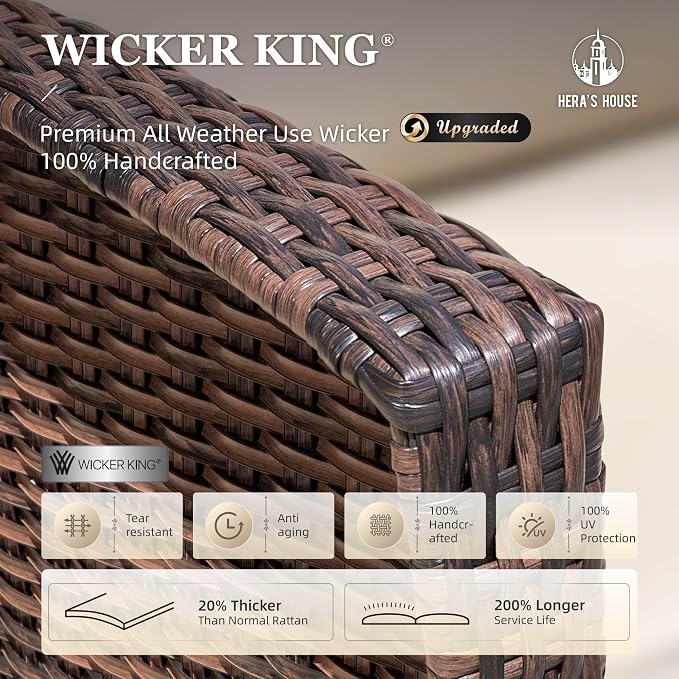 HERA’S HOUSE Wicker Patio Furniture Set, High Back Swivel Chairs - Image 5