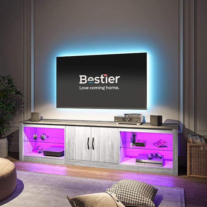 Bestier 70 Inch Led TV Stand for 75 Inch TV Large Entertainment Center Gaming - Image 8