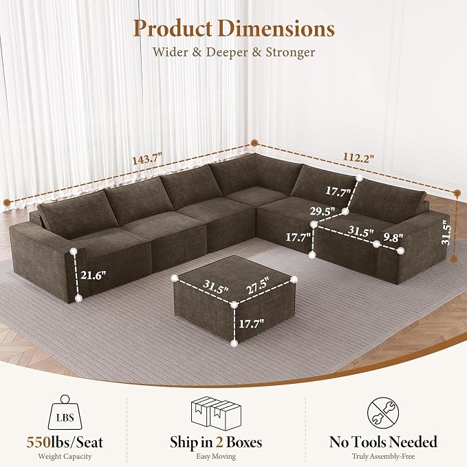Vesgantti 143.7" Boneless Couch - Image 2