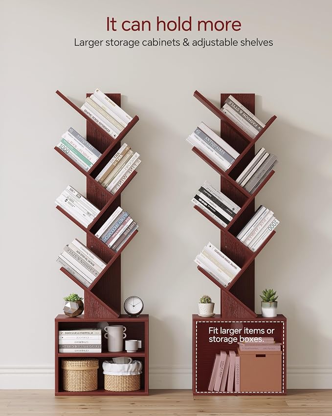 SUNMORY 6 Tier Tree Bookshelf, Tall Bookcase - Image 3