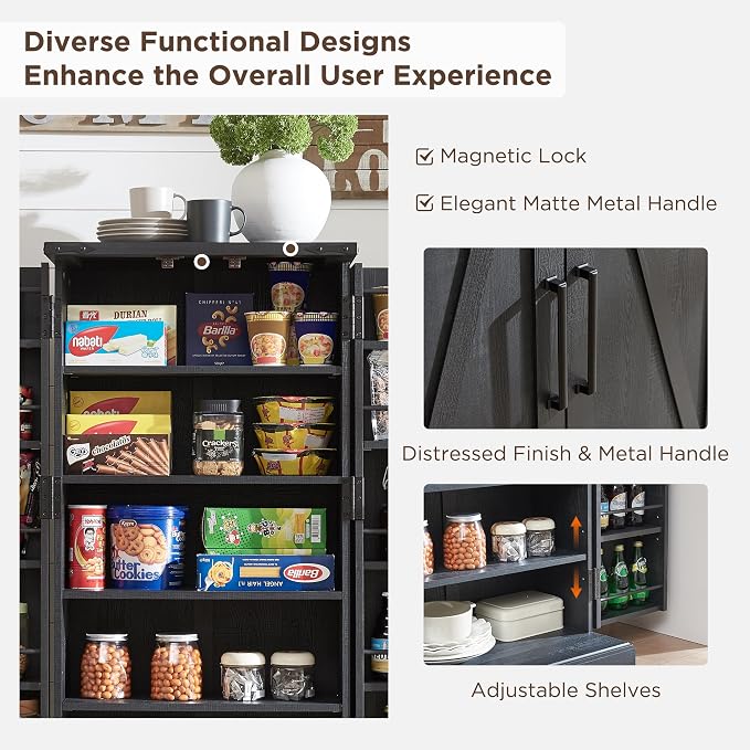 ACCOHOHO 47" Kitchen Pantry, Farmhouse Storage Cabinet - Image 6