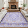 RELEANY Area Rugs Square 8ft Washable Non-Slip, Floral Vintage Distress Print by RELEANY