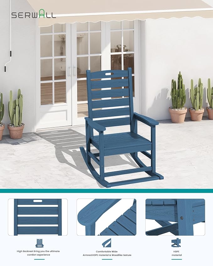 SERWALL Outdoor Rocking Chair Set of 2, Oversized Rocking Chair - Image 6