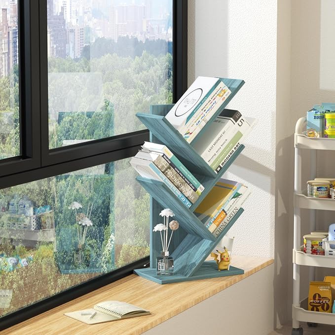 SHEEPAM 5 Tier Tree Book Shelf, Small Desktop Bookshelf - Image 5