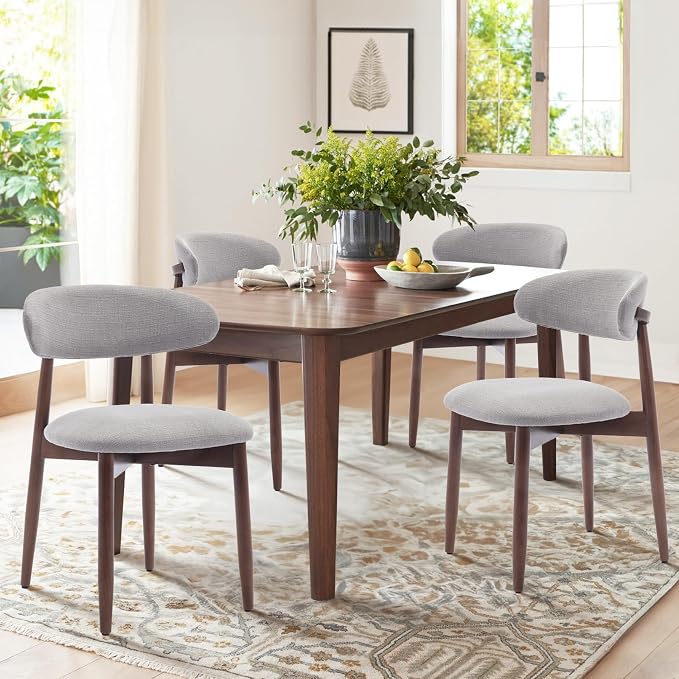 COLAMY Wooden Dining Chairs Set of 4, Modern Fabric Upholstered Dining Room by COLAMYHOME