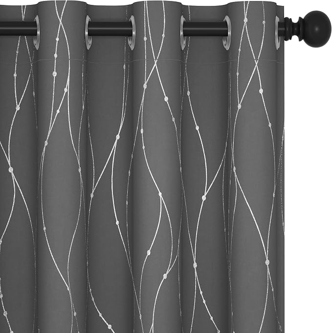 Deconovo Grey Blackout Curtains, Room Darkening Thermal Insulated Noise by Deconovo