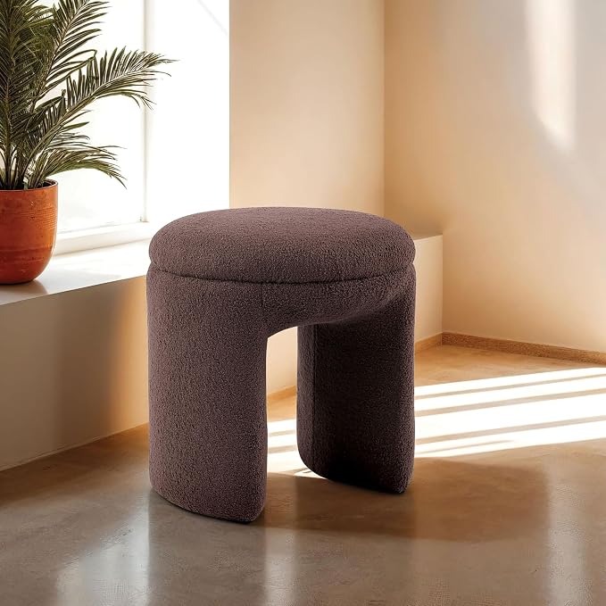 Furniture of America Rami Modern 18-inch Solid Wood Upholstered Ottoman - Image 3