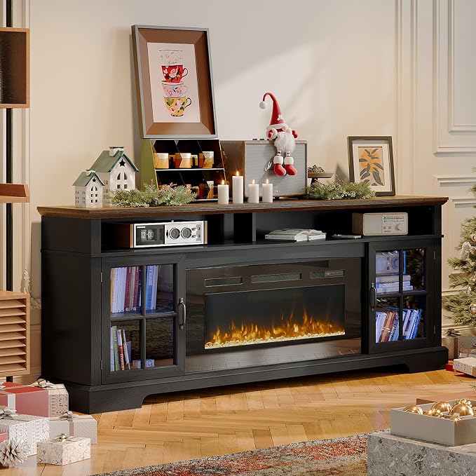 70" Fireplace TV Stand, Farmhouse Entertainment Center - Image 3