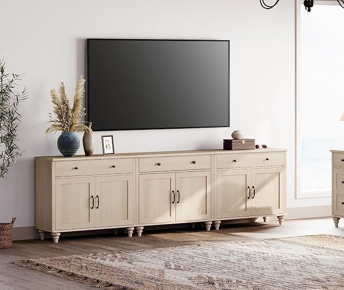 WAMPAT Farmhouse TV Stand for 100 Inch TV, 3-in-1 TV Console Table for - Image 2