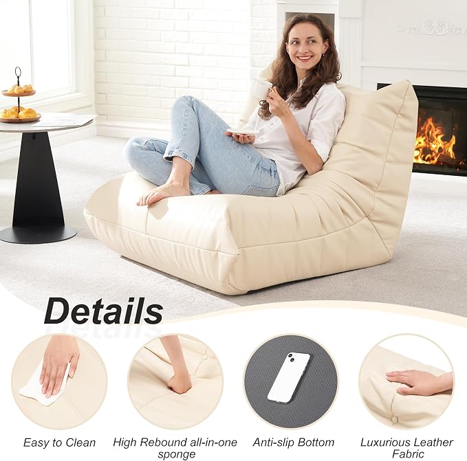 Hobestluk Giant Bean Bag Chair Lazy Floor Sofa, Memory Foam Fireside Sofa - Image 3