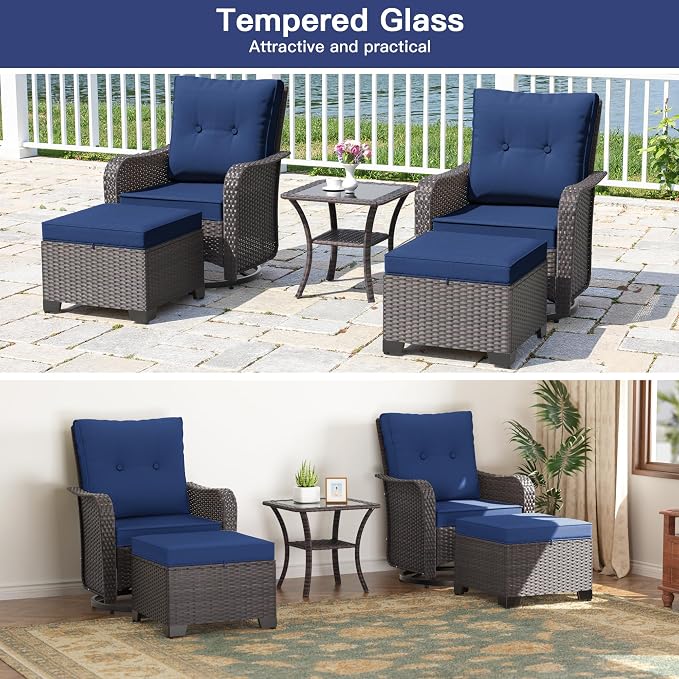 ALAULM 5-Piece Outdoor Swivel Rocking Chair Set - Image 6