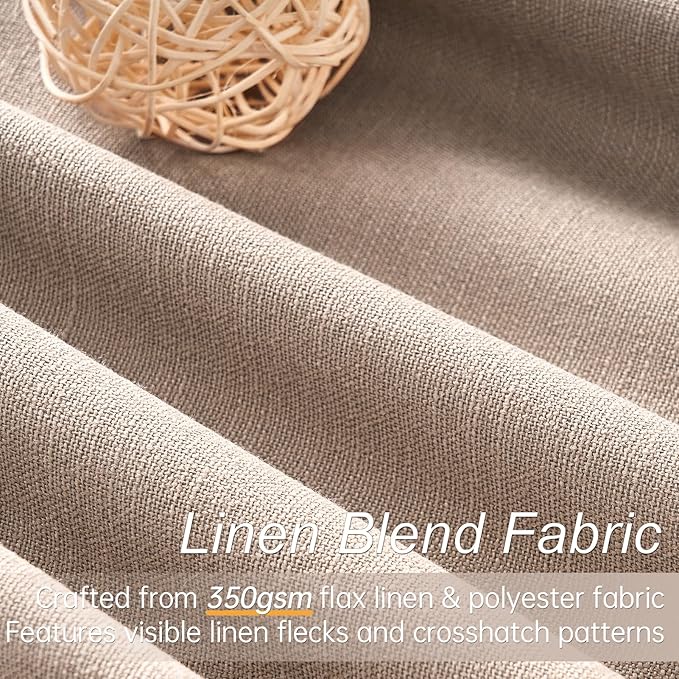 Natural Beige 95 inch bedroom living room curtains 2 Panels 100% Blackout Linen - Image 2