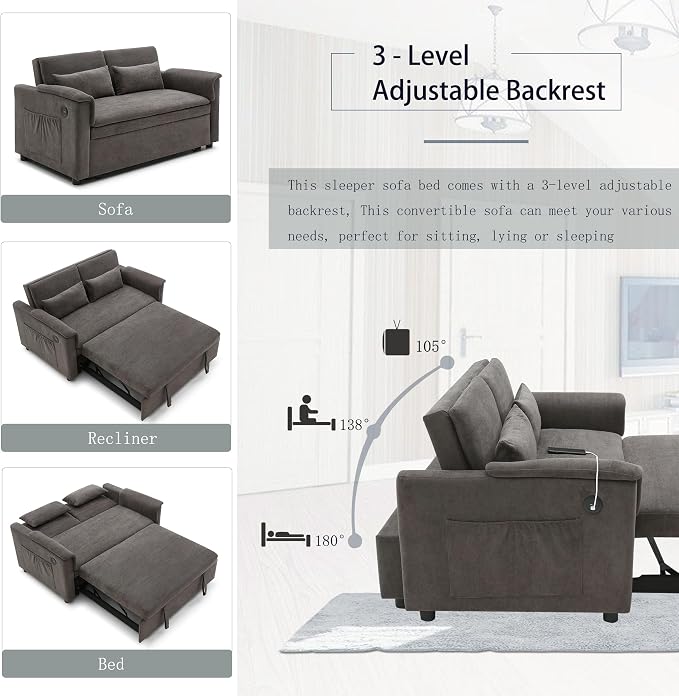 55.5" Small Sleeper Sofa Couch - Image 6