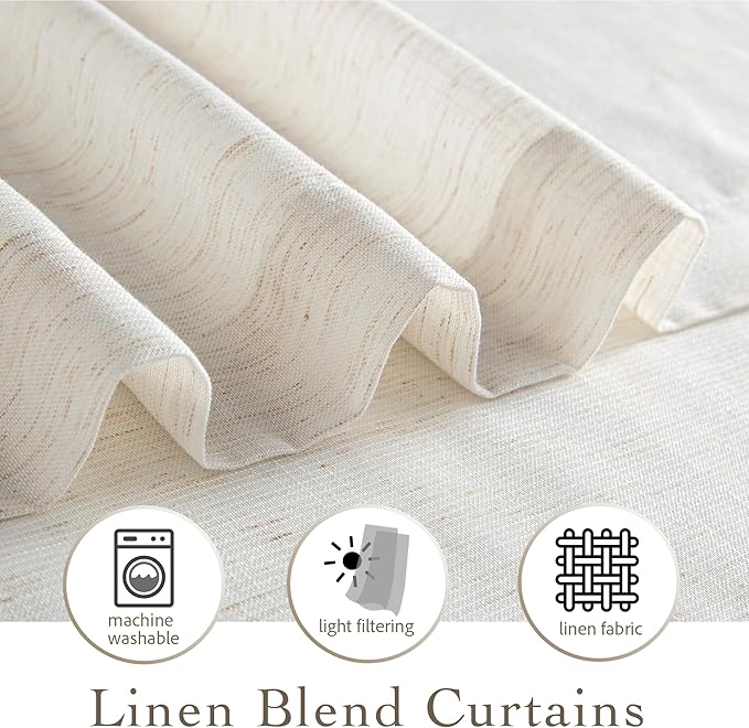 RYB HOME Sheer Linen Curtains Extra Long Light Airy Privacy Protected High - Image 5