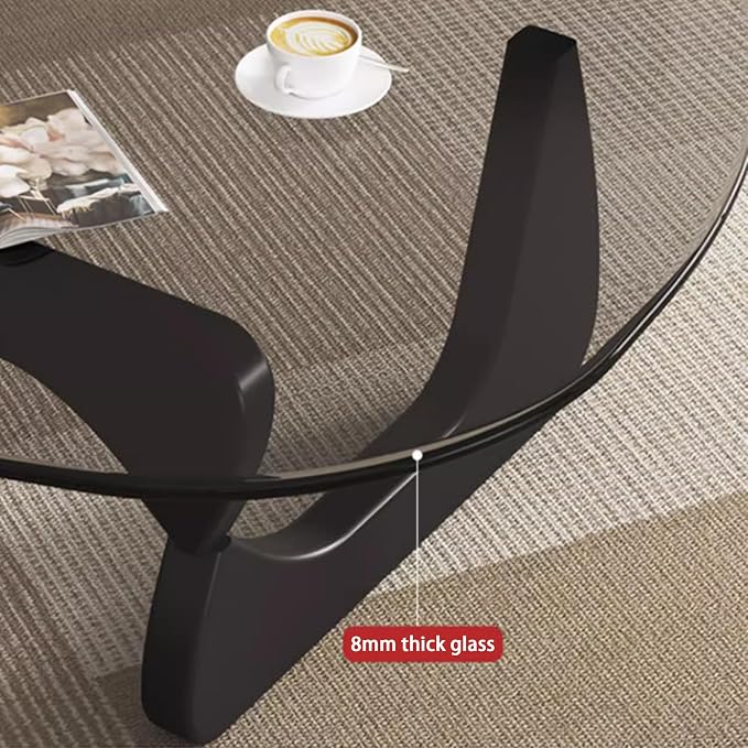 EASYSOUL Modern Glass Coffee Table, 44.88" D x 32.28" W x 15.75" H, Abstract - Image 4