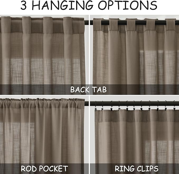 Dark Taupe Linen 102 Inch Long Curtains - Image 3