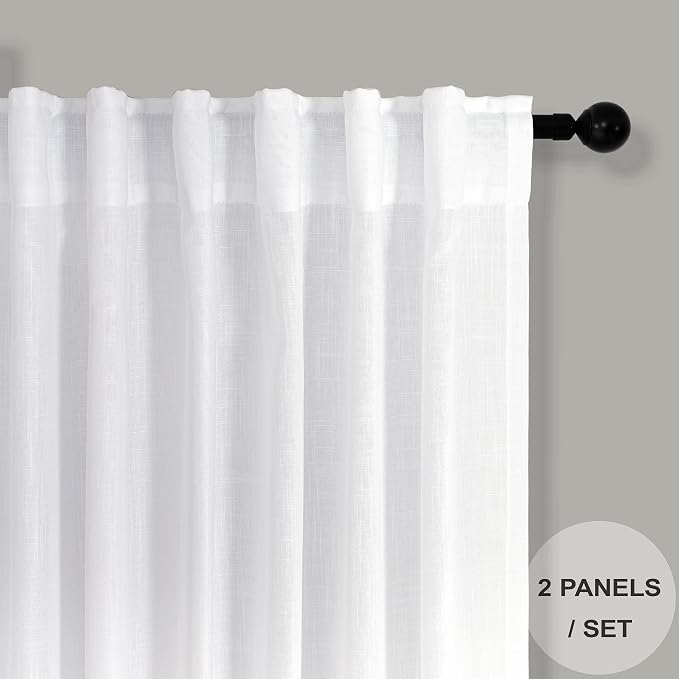 Pitalk White Boho Curtains 58 Inches Long - Image 2