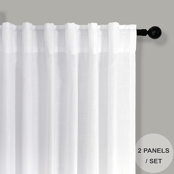 White Back Tab Curtains 45 Inch Length - Image 2