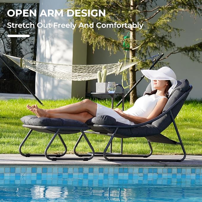 Grand patio Outdoor Chair with Ottoman, Comfy Lounge Chair with Puffy Cushion - Image 3
