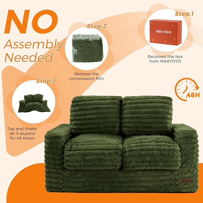 MAXYOYO Extra Wide Kids Bean Bag Chair, Comfy Faux Fur Bean Bag Sofa - Image 9