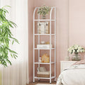 Hzuaneri Bookcase Bookshelf, Tempered Glass Arched Bookshelf by Hzuaneri