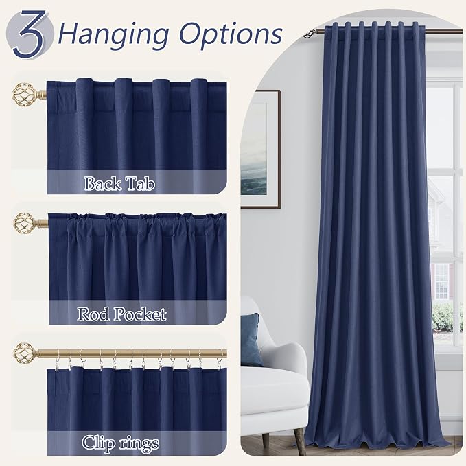 Guken 100% Blackout Curtains 96 Inch Length 2 Panels Set - Image 6