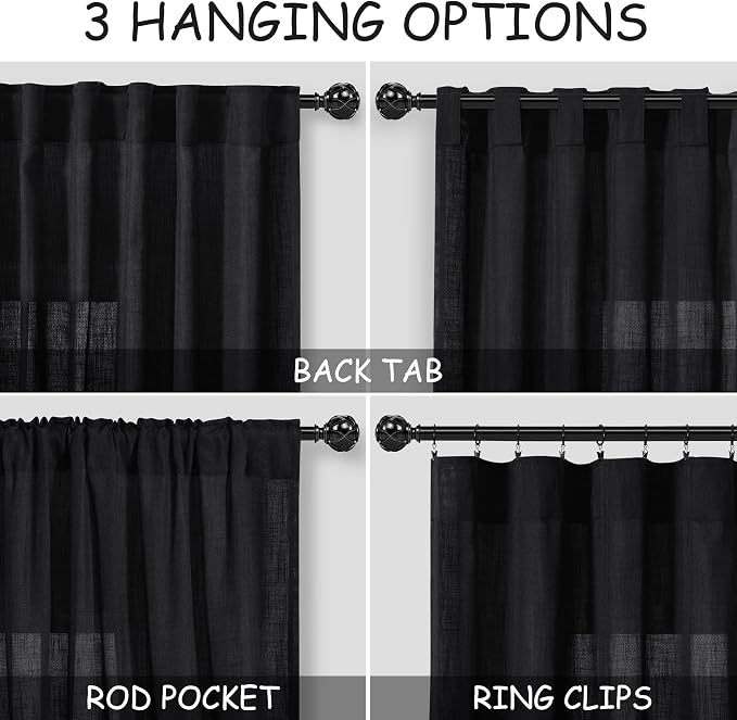 Nanspring Extra Long 108 Inch Curtains Linen - Image 2
