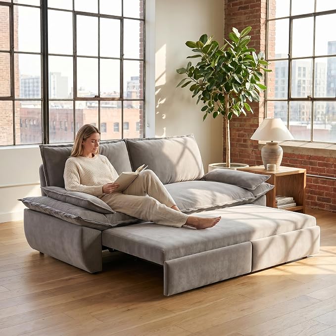 73.2" Sofa Bed Queen, 3-in-1 Pull Out Sofa Bed - Image 7