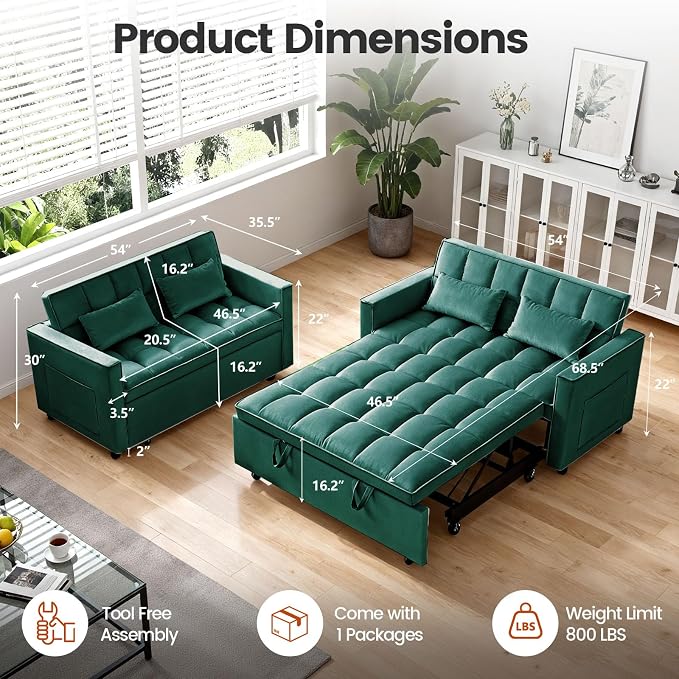 Convertible Sofa Bed, Pull Out Couch - Image 2