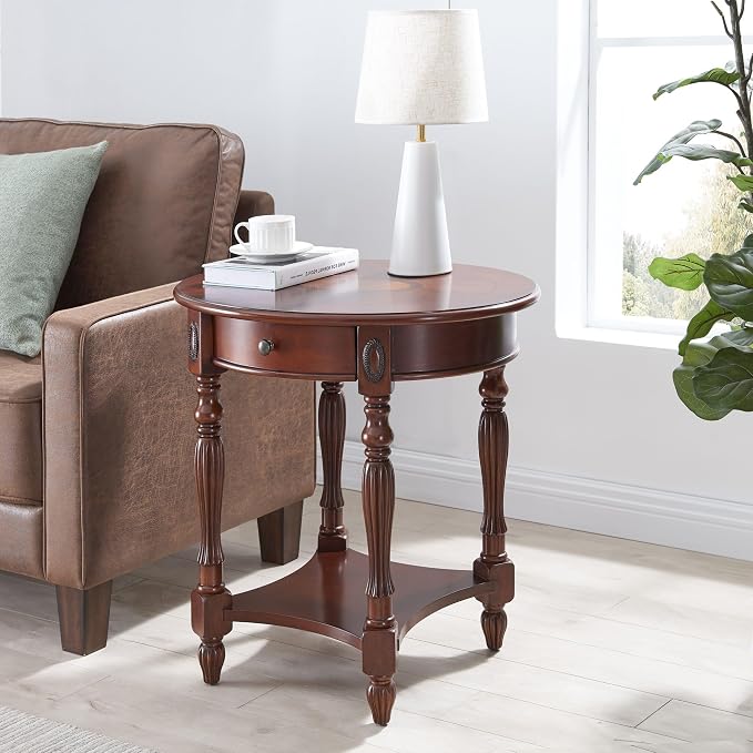 PADMA HOUSE Solid Wood Oval End Table - Image 8
