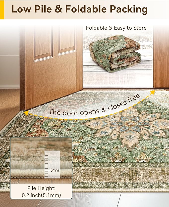 RELEANY Area Rugs 2'6"x5' Runner Rug Non Slip Washable - Image 4