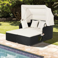 COSTWAY Outdoor Daybed with Retractable Canopy, Wicker Patio Furniture Set with by COSTWAY