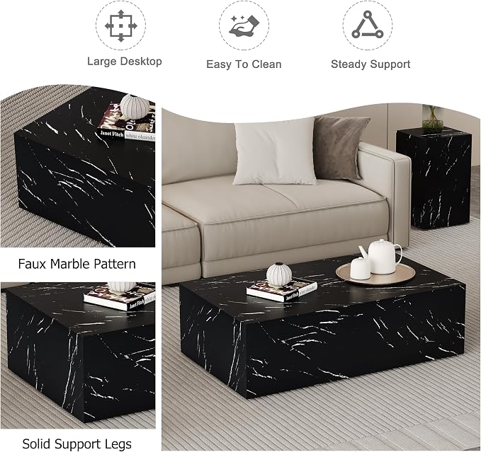 39.3'' Marble Coffee Table - Image 5