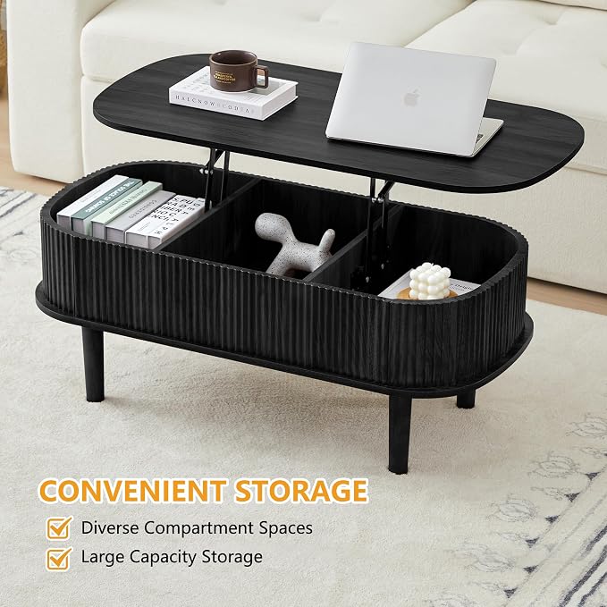 Fully Assembled Fluted Lift Top Coffee Table - Image 5