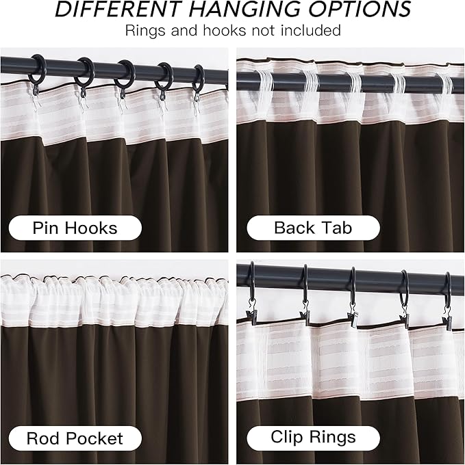 RYB HOME Brown Velvet Curtains 84 inches - Image 4