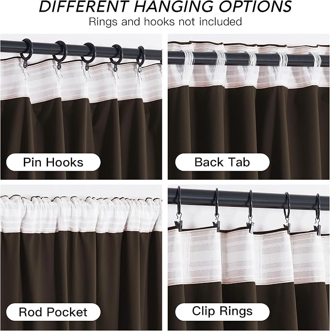 RYB HOME Brown Velvet Curtains 63 inches - Image 4
