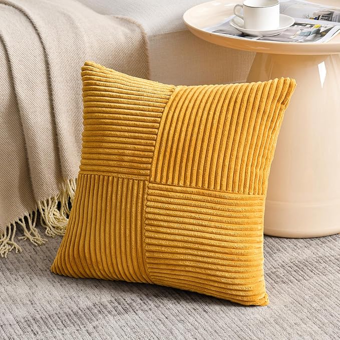 Fancy Homi 2 Packs Gold Yellow Decorative Throw Pillow Covers 22x22 Inch - Image 2