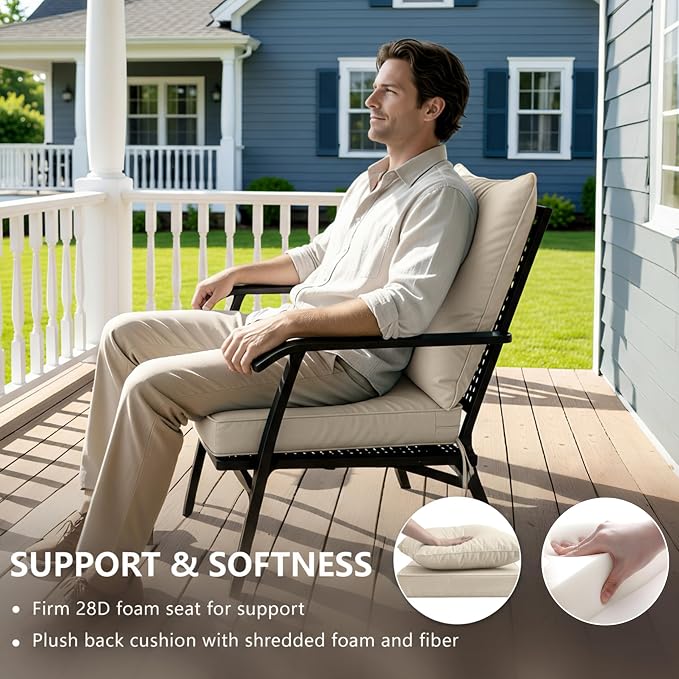 22x22 Inch Patio Chair Cushions Set of 2, Outdoor Furniture Cushions - Image 4