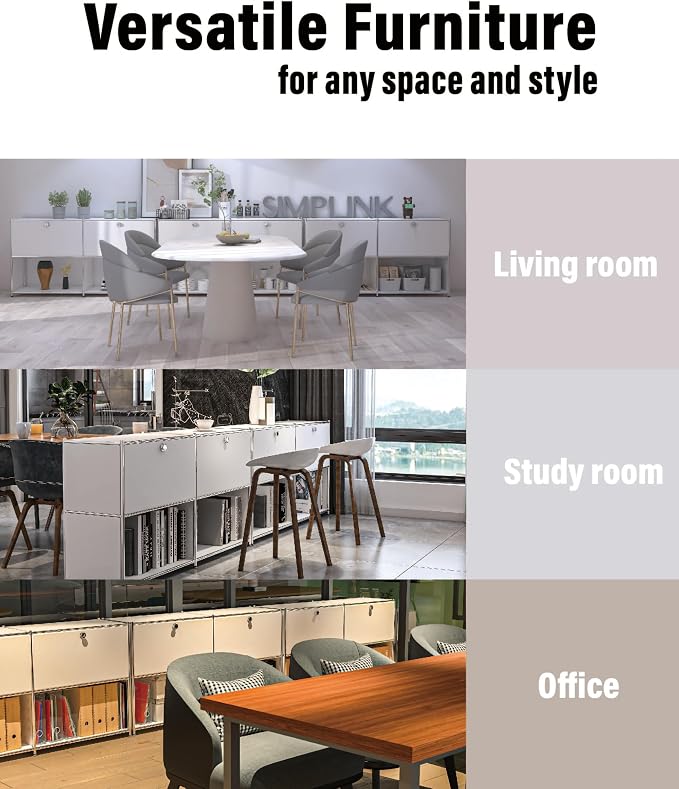 Metal Sideboard with 2 Flap Doors, DIY Modern Home Furnishing, Foyer - Image 7
