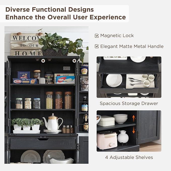 ACCOHOHO 72" Tall Kitchen Pantry, Farmhouse Storage Cabinet - Image 6