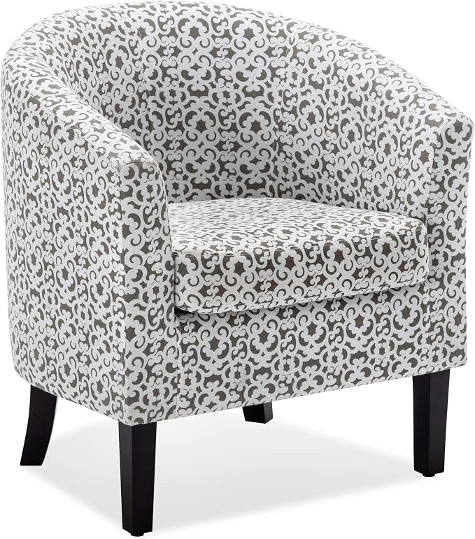 BELLEZE Accent Barrel Chair, Linen Round Chair Club Tub Sofa Corner Chair by BELLEZE